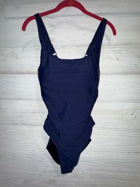 Firpearl Women's Ruched Tummy Control One Piece Swimsuit Navy Blue (b92)